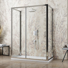 PORTA SCORREVOLE IN VETRO TEMPERATO TRASPARENTE 6MM MODELLO LEONARDO H.195