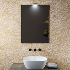 SPECCHIO DA BAGNO A PARETE CON APPLIQUE A LUCE NATURALE